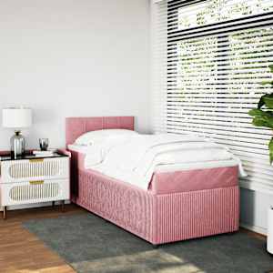 Box spring postel s matrací růžová 80 x 200 cm samet - obrázek 3