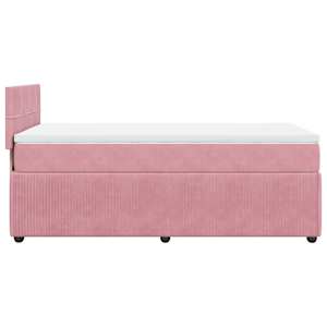 Box spring postel s matrací růžová 80 x 200 cm samet - obrázek 9