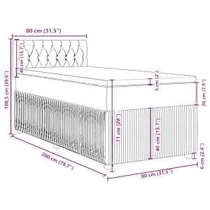 Box spring postel s matrací tmavě šedá 80 x 200 cm samet - obrázek 13