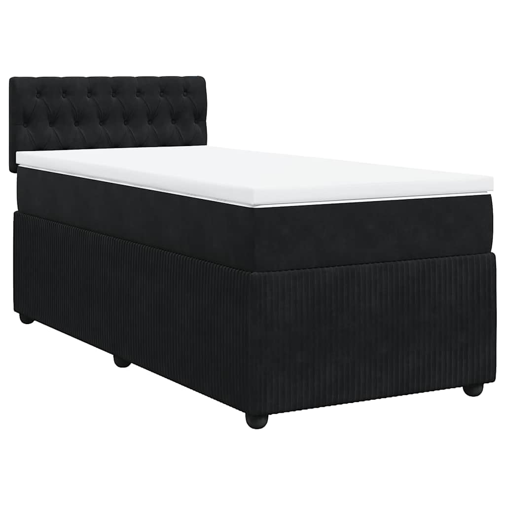 vidaXL Pat box spring cu saltea, negru, 80x200 cm, catifea