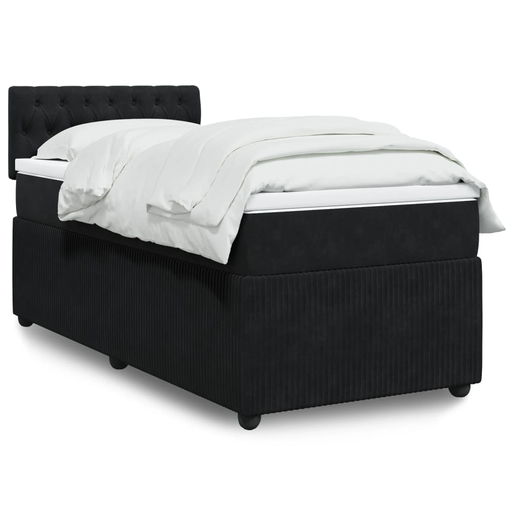 vidaXL Boxspringbett mit Matratze Schwarz 80x200 cm Samt