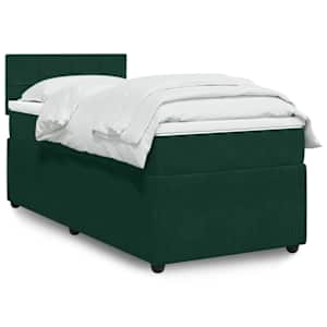 Box spring postelja z vzmetnico temno zelena 80x200 cm žamet