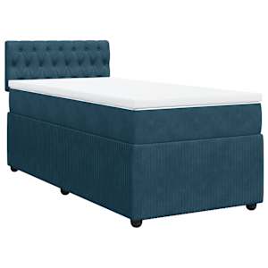 Box spring postel s matrací modrá 80 x 200 cm samet - obrázek 2