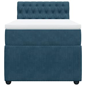 Box spring postel s matrací modrá 80 x 200 cm samet - obrázek 4