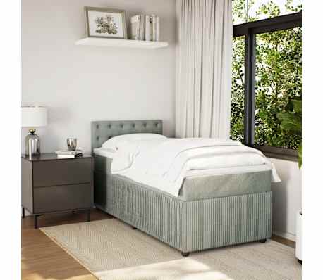 vidaXL Κρεβάτι Boxspring με Στρώμα Ανοιχτό Γκρι 80x200 εκ. Βελούδινο