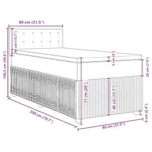 Box spring postel s matrací tmavě šedá 80 x 200 cm samet - obrázek 13