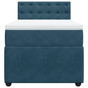 Box spring postel s matrací modrá 80 x 200 cm samet - obrázek 4