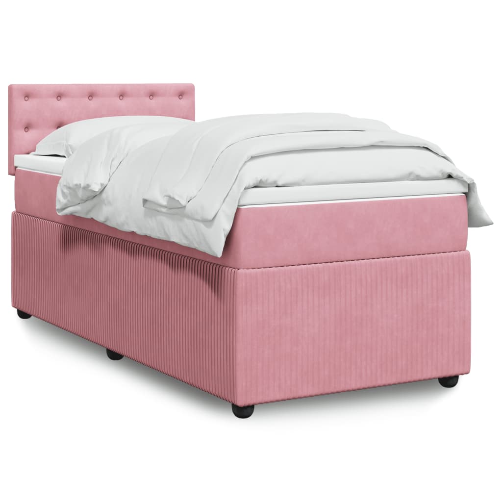 vidaXL Boxspringbett mit Matratze Rosa 80x200 cm Samt