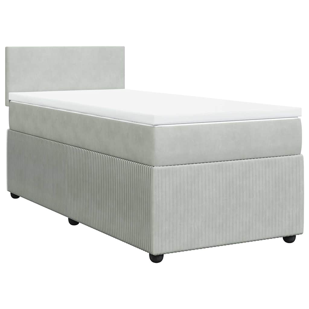 vidaXL Boxspring met matras fluweel lichtgrijs 90x190 cm grijs, foto 3