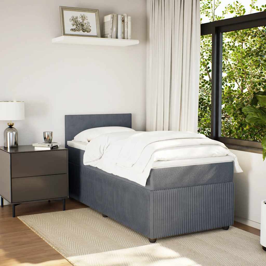 vidaXL Boxspring met matras fluweel donkergrijs 90x190 cm grijs, foto 2