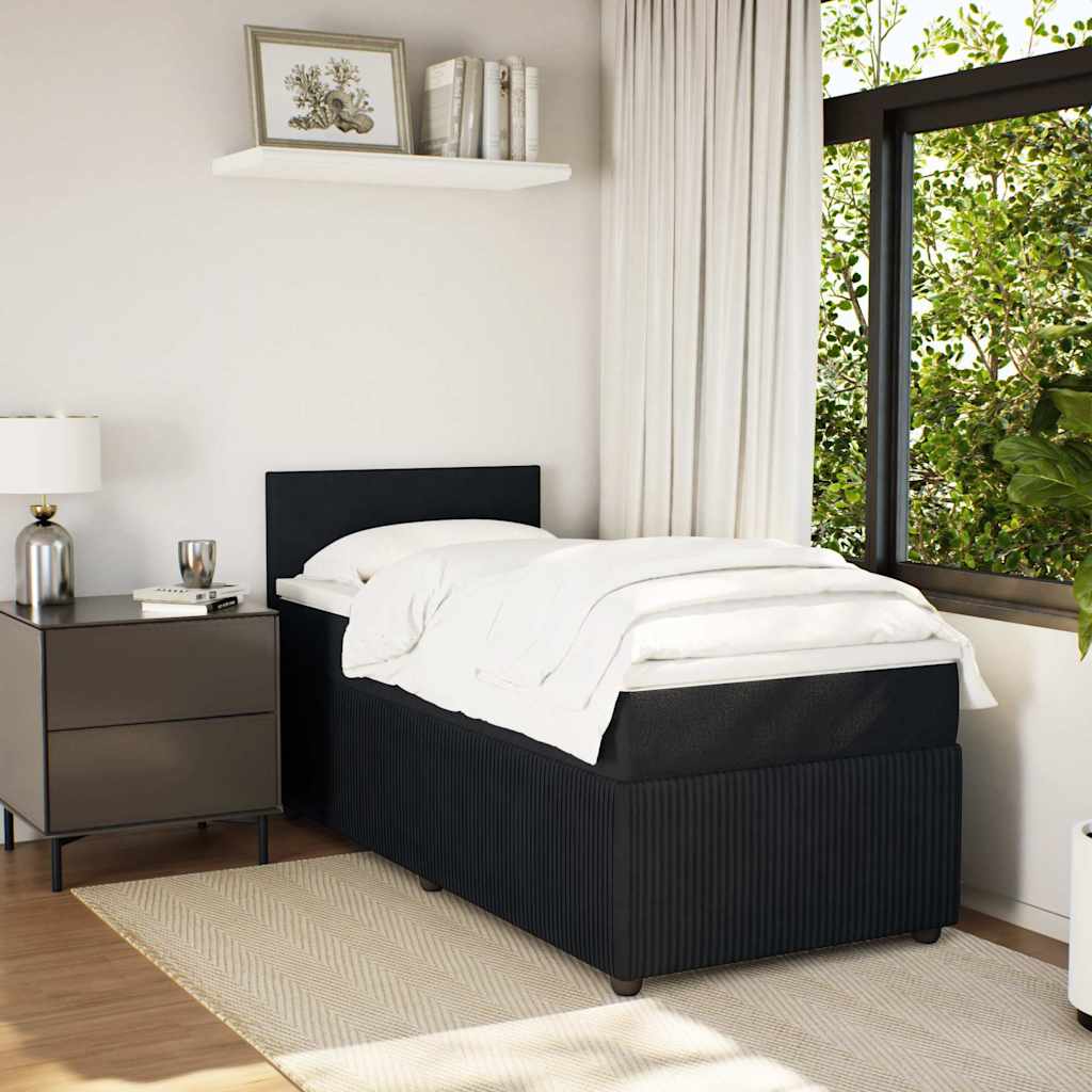 vidaXL Boxspring met matras fluweel zwart 90x190 cm afbeelding