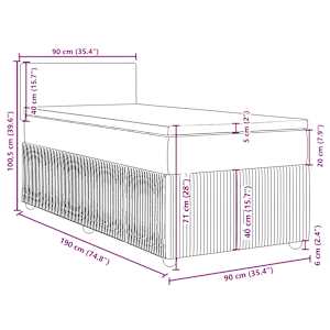 Box spring postel s matrací černá 90x190 cm samet - obrázek 13
