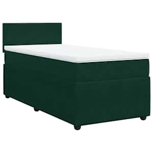 Box spring postel s matrací tmavě zelená 90x190 cm samet - obrázek 2