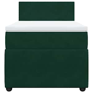 Box spring postel s matrací tmavě zelená 90x190 cm samet - obrázek 4