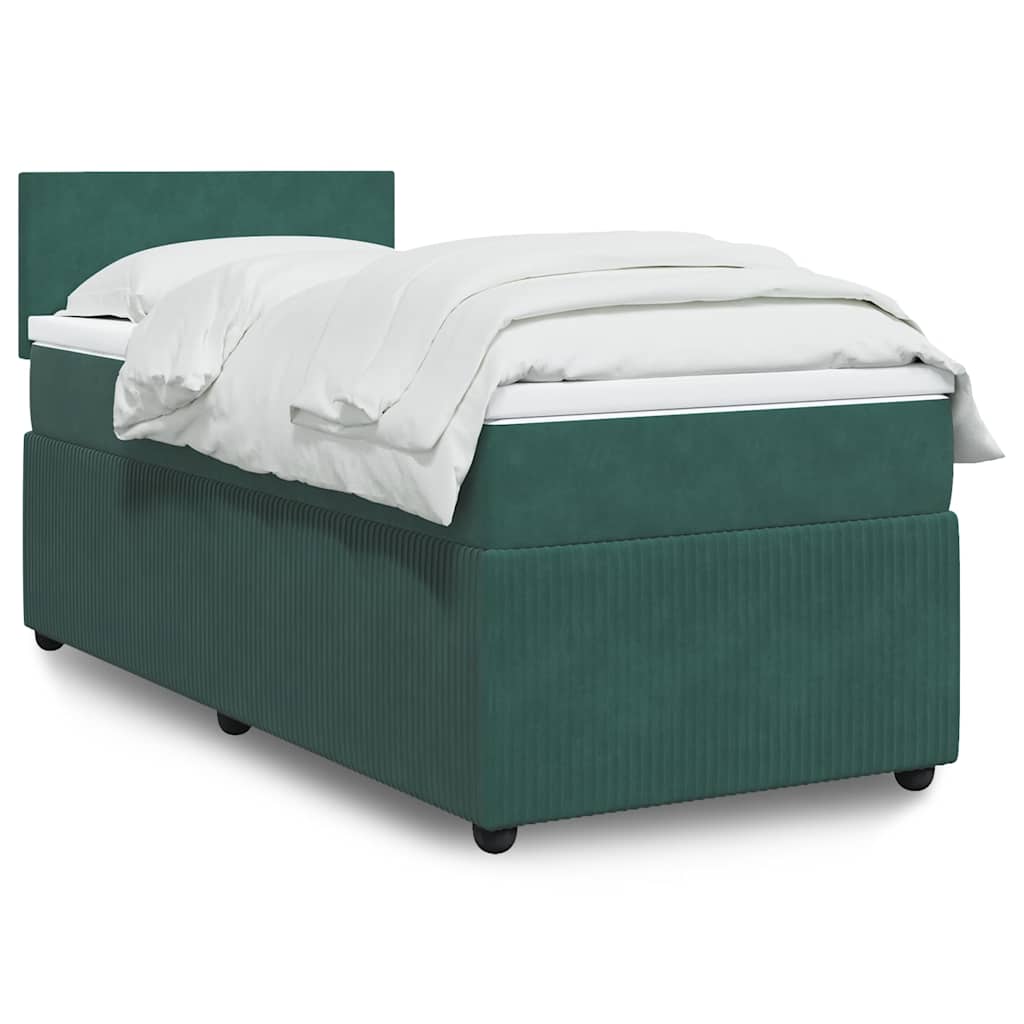 vidaXL Giroletto a Molle con Materasso Verde Scuro 90x190 cm Velluto