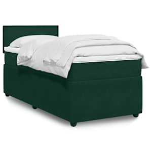 Box spring postel s matrací tmavě zelená 90x190 cm samet - obrázek 1