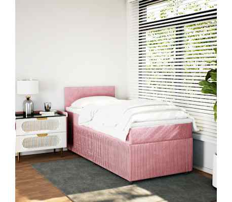 vidaXL Box spring postel s matrac&iacute; růžov&aacute; 90x190 cm samet