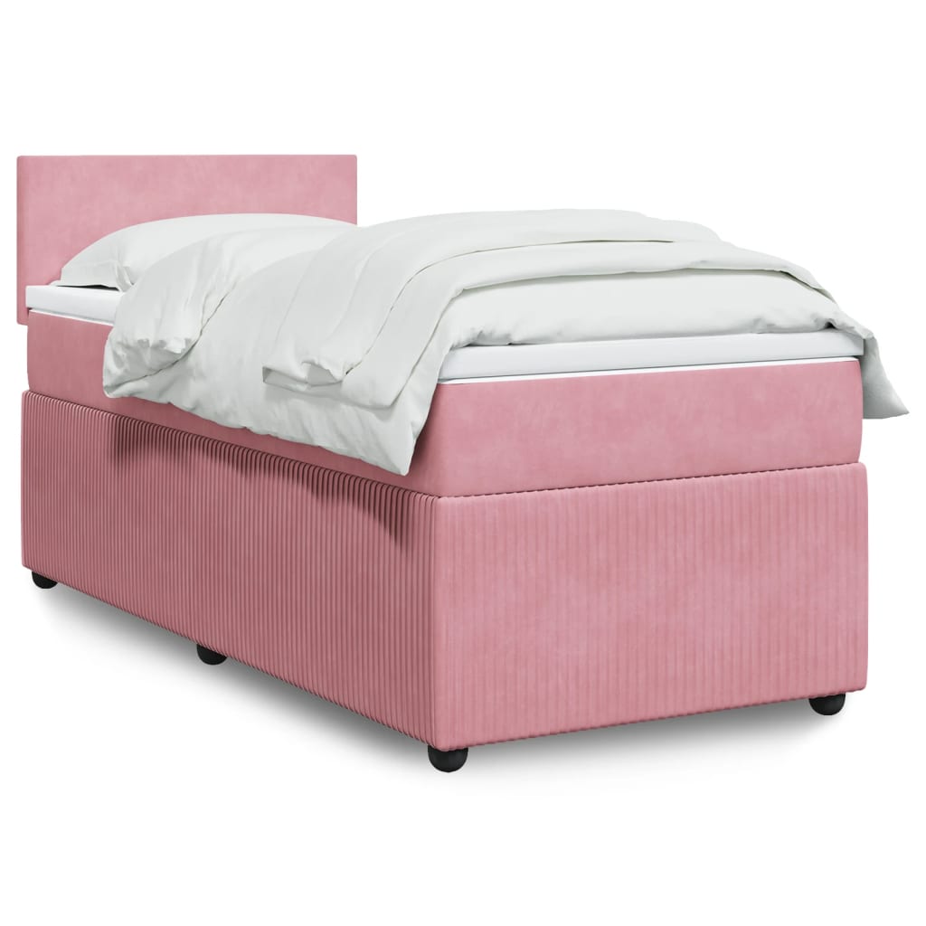 Boxspringbett mit Matratze Rosa 90×190 cm Samt