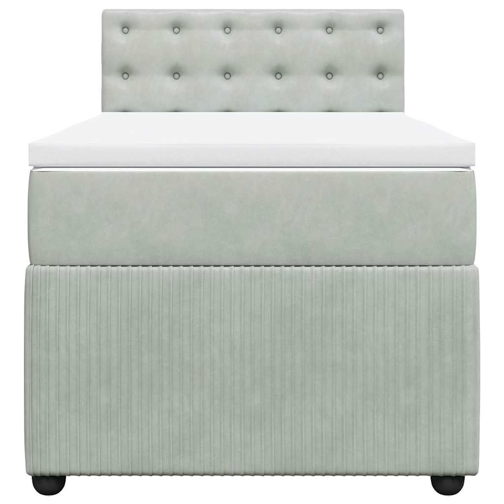 vidaXL Boxspring met matras fluweel lichtgrijs 90x190 cm grijs, foto 4