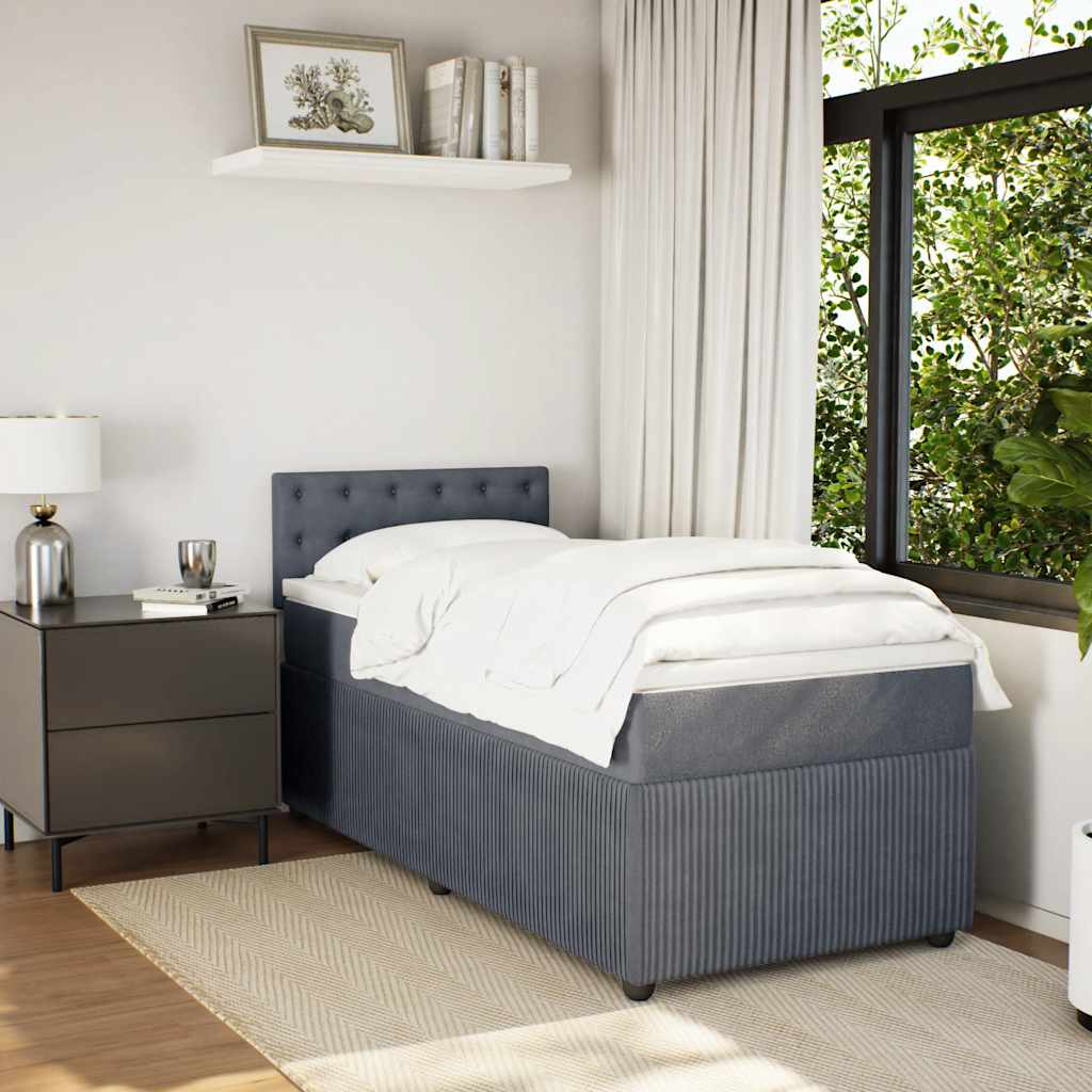 vidaXL Boxspring met matras fluweel donkergrijs 90x190 cm grijs, foto 2