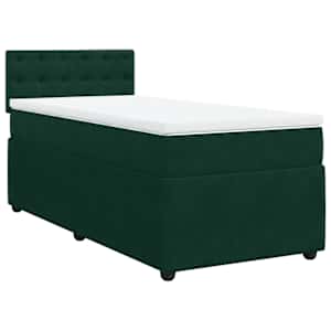 Box spring postel s matrací tmavě zelená 90x190 cm samet - obrázek 2