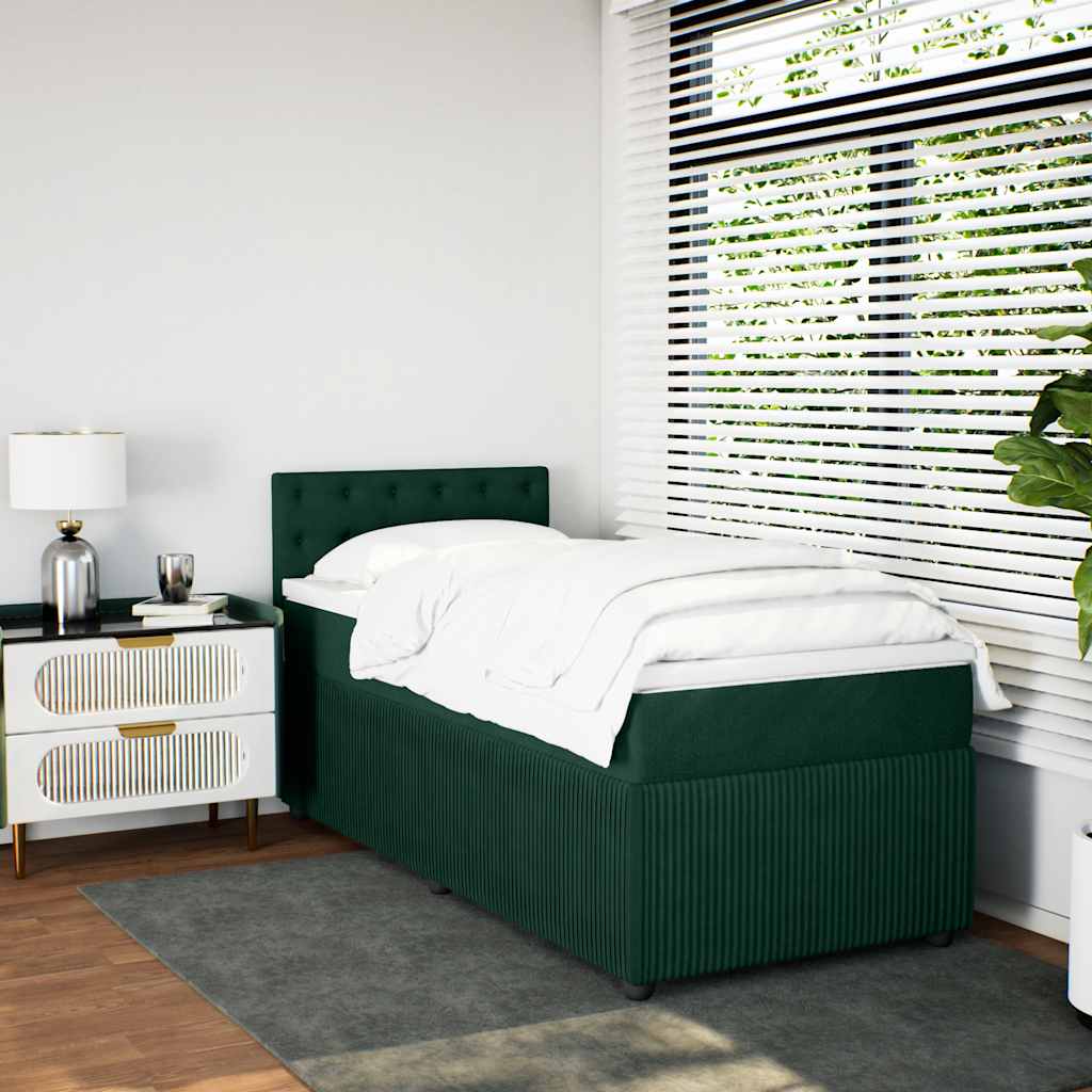 vidaXL Boxspring met matras fluweel donkergroen 90x190 cm groen, foto 2