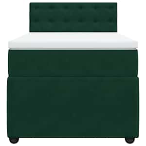 Box spring postel s matrací tmavě zelená 90x190 cm samet - obrázek 4