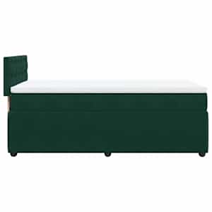Box spring postel s matrací tmavě zelená 90x190 cm samet - obrázek 9