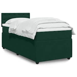 Box spring postel s matrací tmavě zelená 90x190 cm samet - obrázek 1