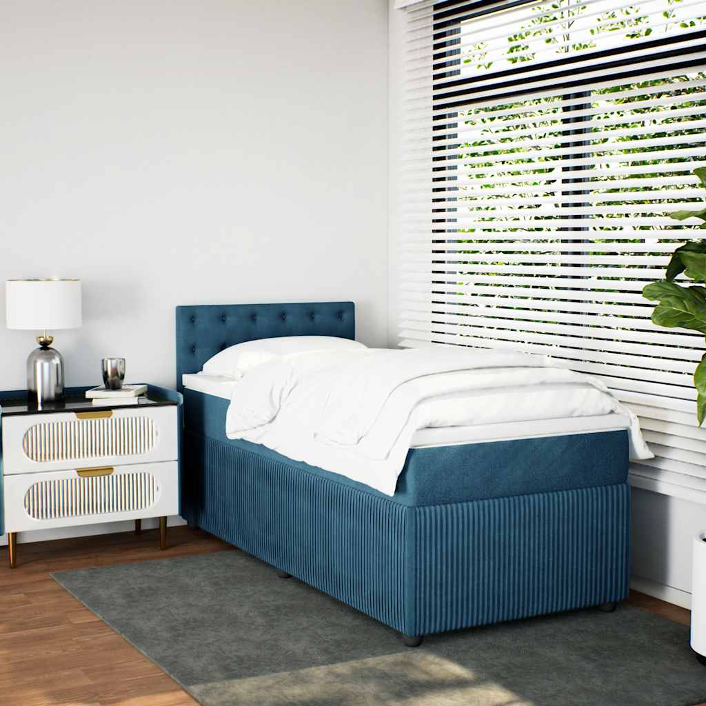 Thumbnail - vidaXL Boxspringbett mit Matratze Blau 90x190 cm Samt