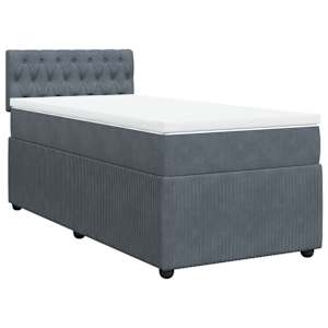 Box spring postel s matrací tmavě šedá 90x190 cm samet - obrázek 2