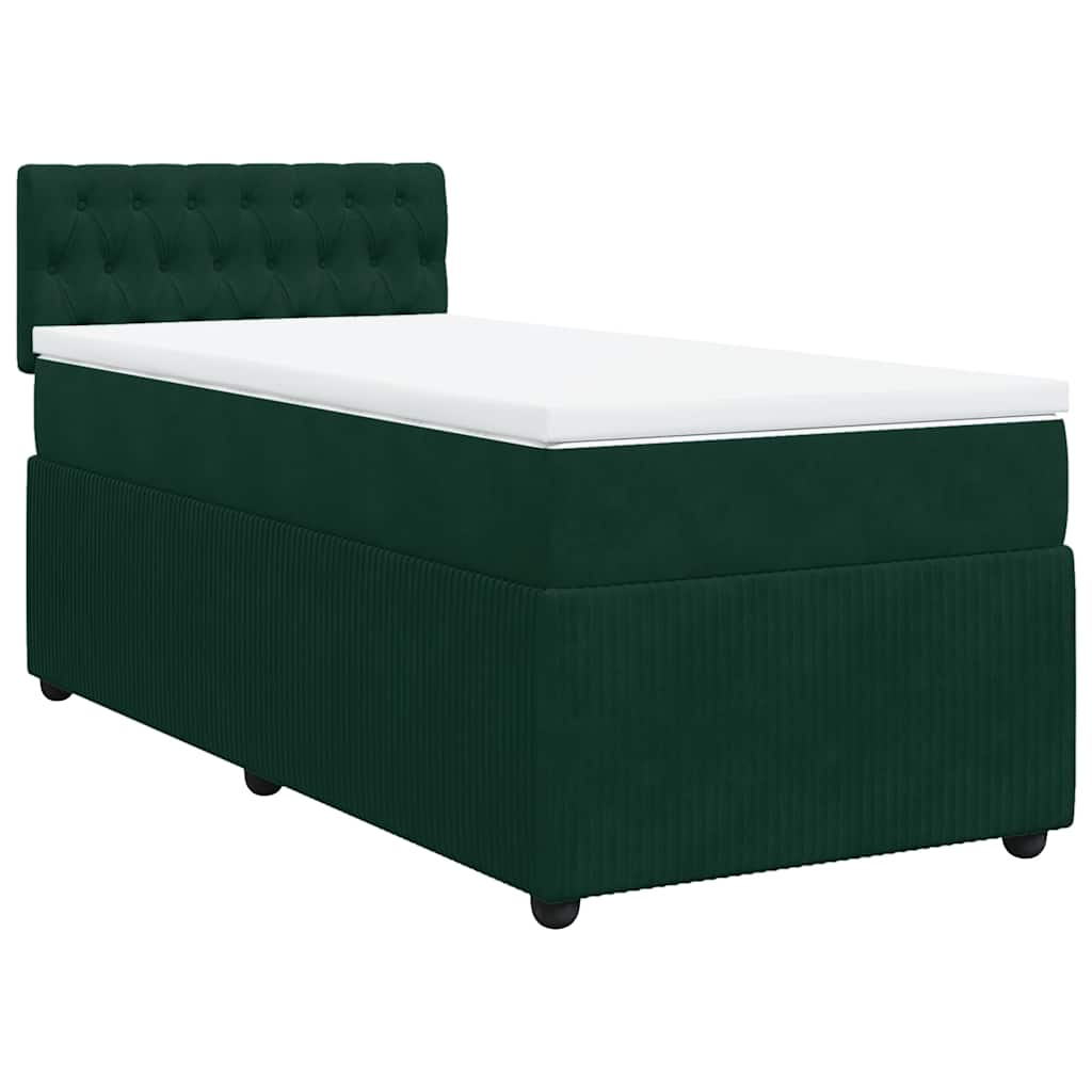 vidaXL Boxspring met matras fluweel donkergroen 90x190 cm groen, foto 3