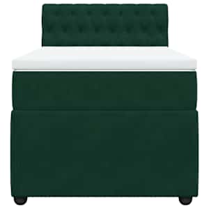 Box spring postel s matrací tmavě zelená 90x190 cm samet - obrázek 4