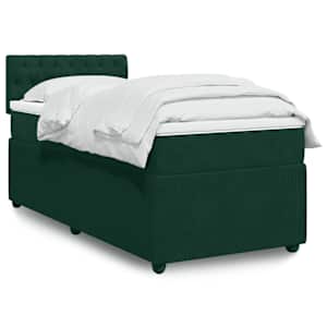 Box spring postel s matrací tmavě zelená 90x190 cm samet - obrázek 1
