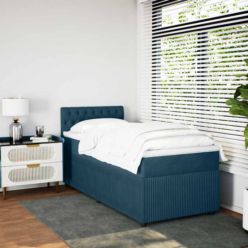 vidaXL Boxspring met matras fluweel blauw 90x190 cm, foto 2