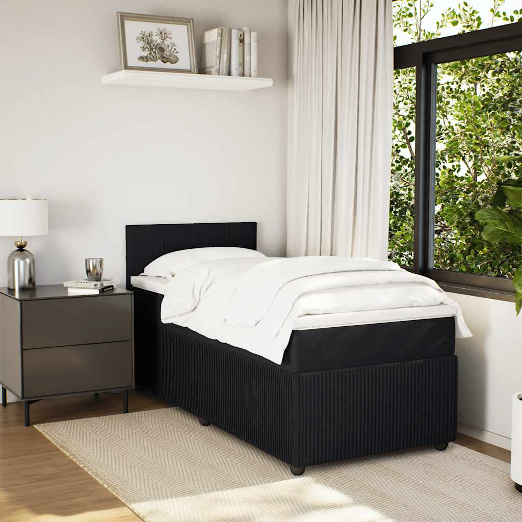 vidaXL Boxspring met matras fluweel zwart 90x190 cm afbeelding