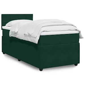 Box spring postel s matrací tmavě zelená 90x190 cm samet - obrázek 1