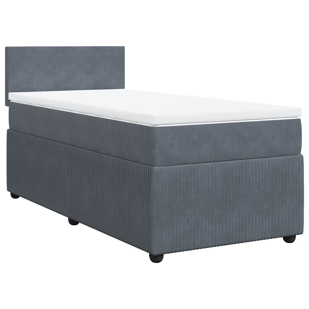 vidaXL Boxspring met matras fluweel donkergrijs 90x200 cm grijs, foto 3