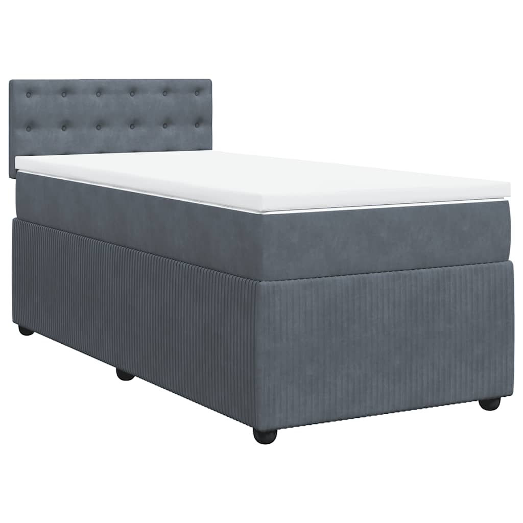 vidaXL Boxspring met matras fluweel donkergrijs 90x200 cm grijs, foto 3