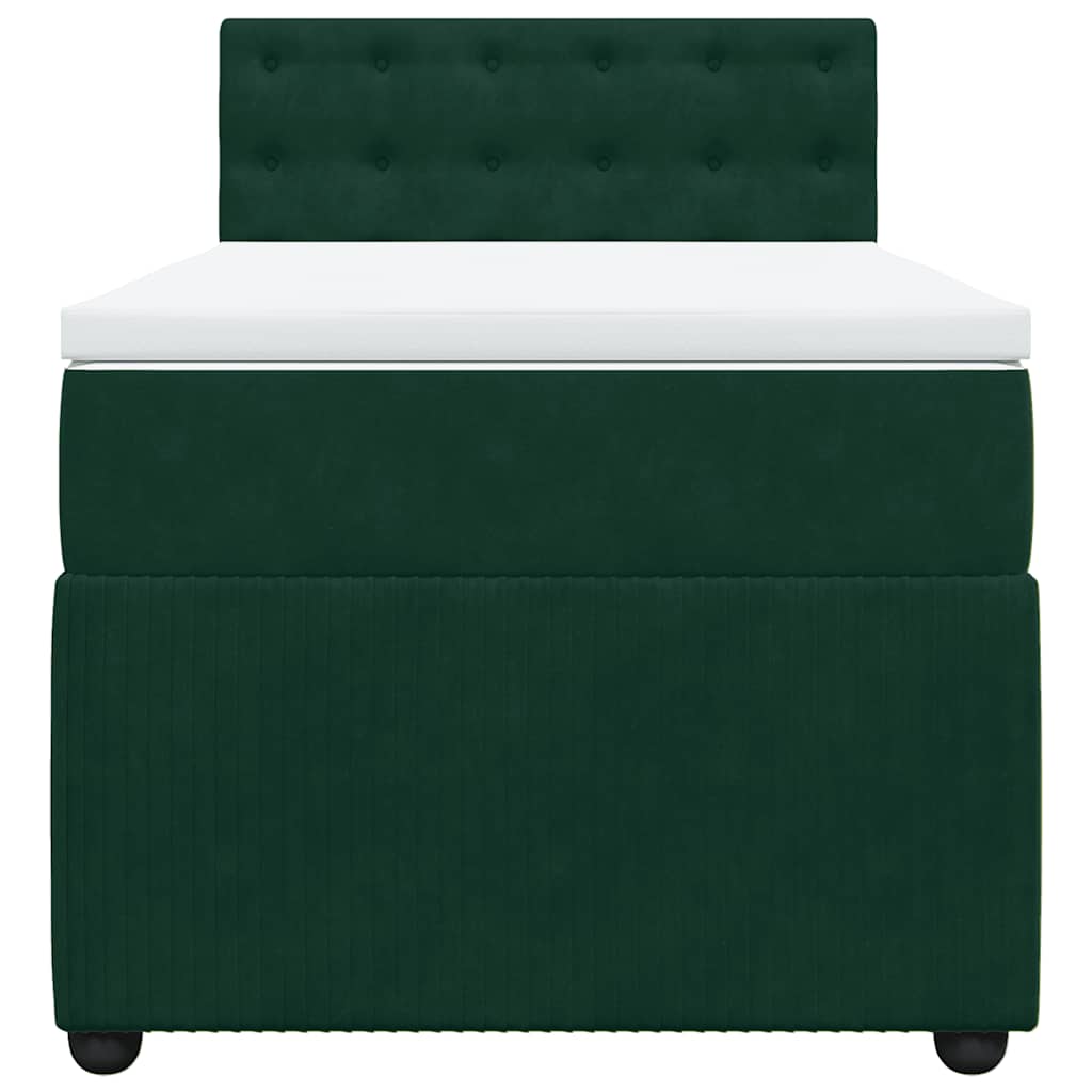 vidaXL Boxspring met matras fluweel donkergroen 90x200 cm groen, foto 4