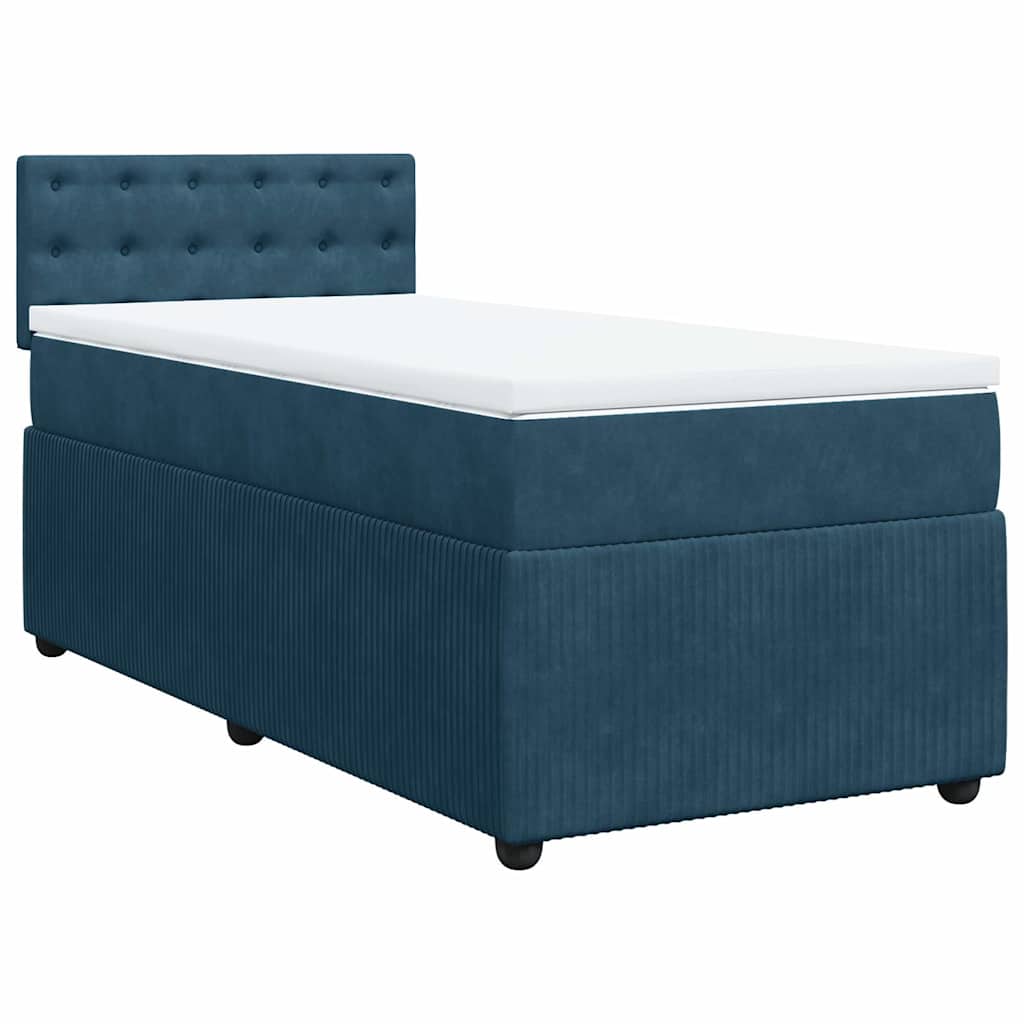 vidaXL Boxspring met matras fluweel blauw 90x200 cm, foto 4