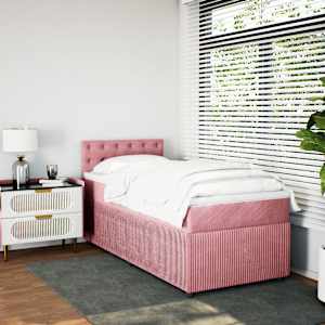 Box spring postel s matrací růžová 90x200 cm samet - obrázek 3