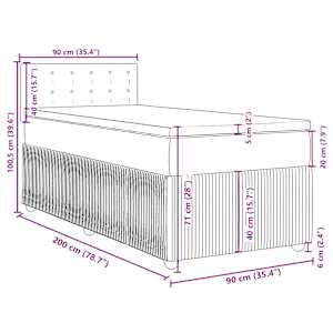 Box spring postel s matrací růžová 90x200 cm samet - obrázek 13
