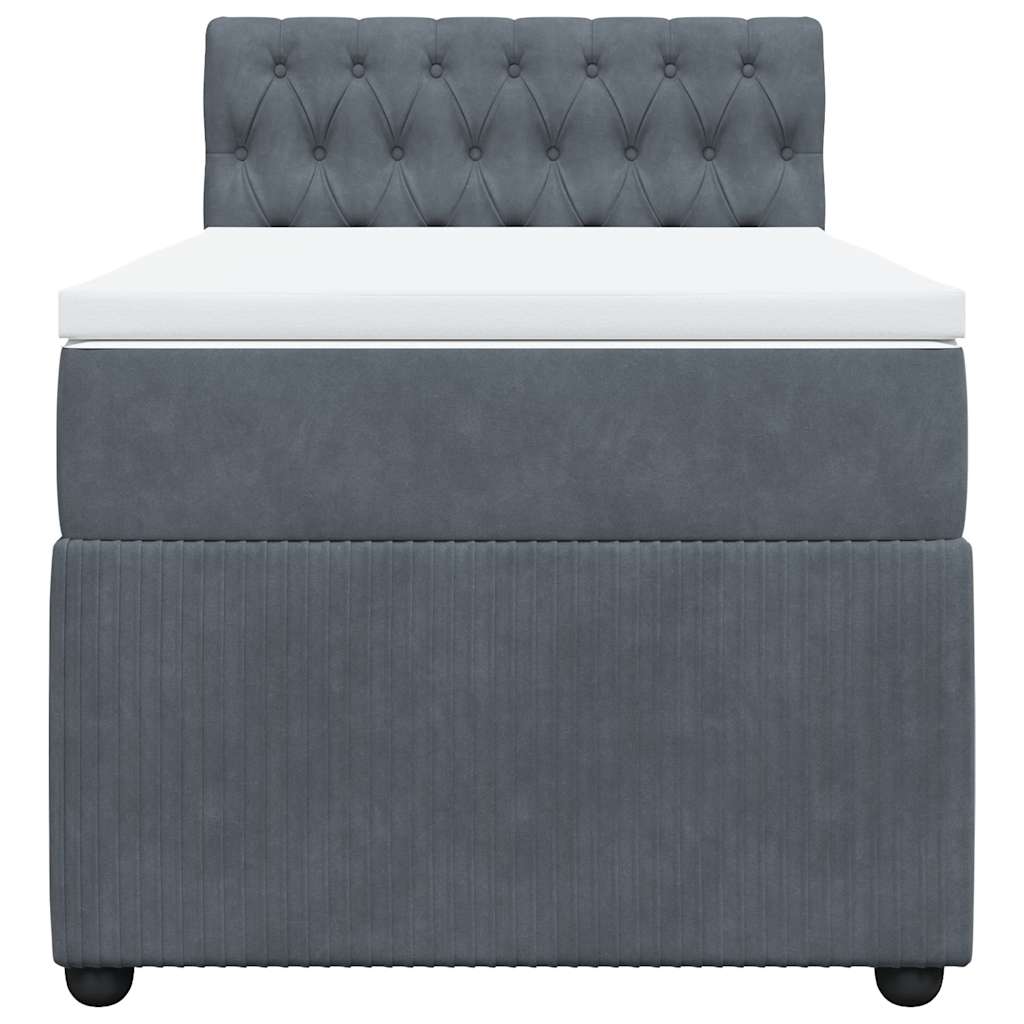 vidaXL Boxspring met matras fluweel donkergrijs 90x200 cm grijs, foto 4