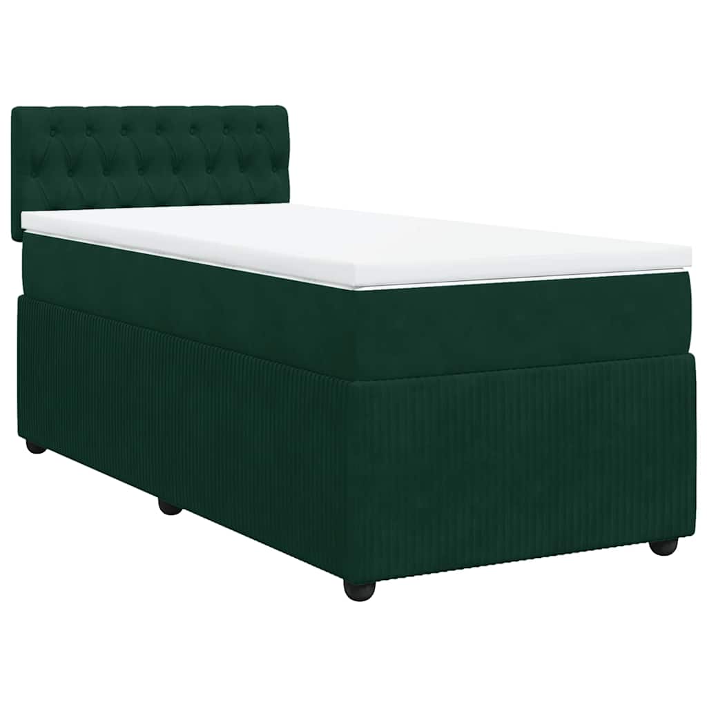 vidaXL Boxspring met matras fluweel donkergroen 90x200 cm groen, foto 3