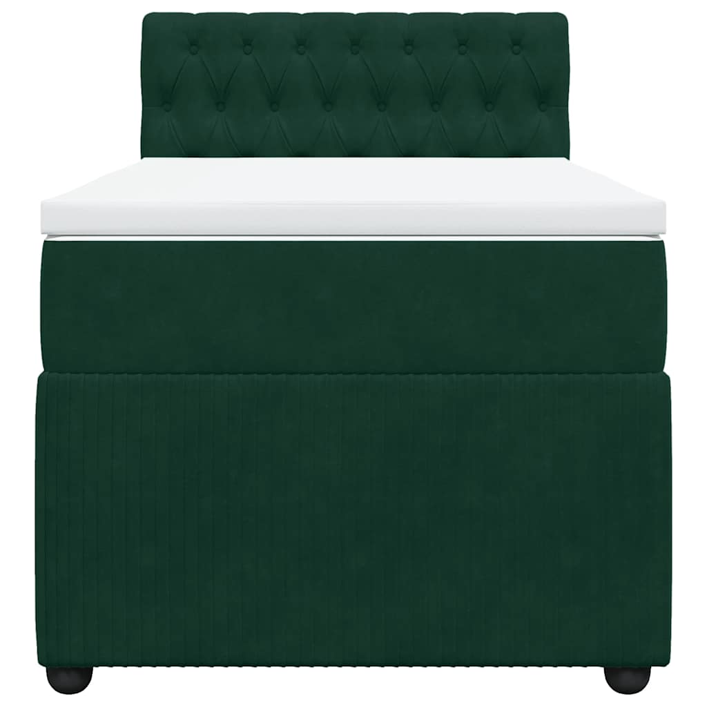 vidaXL Boxspring met matras fluweel donkergroen 90x200 cm groen, foto 4