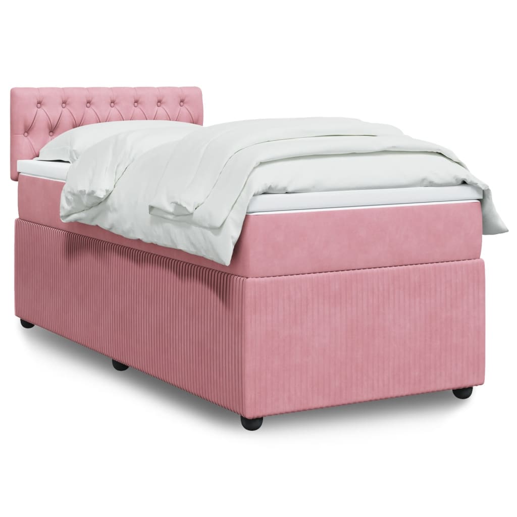 Boxspringbett mit Matratze Rosa 90×200 cm Samt