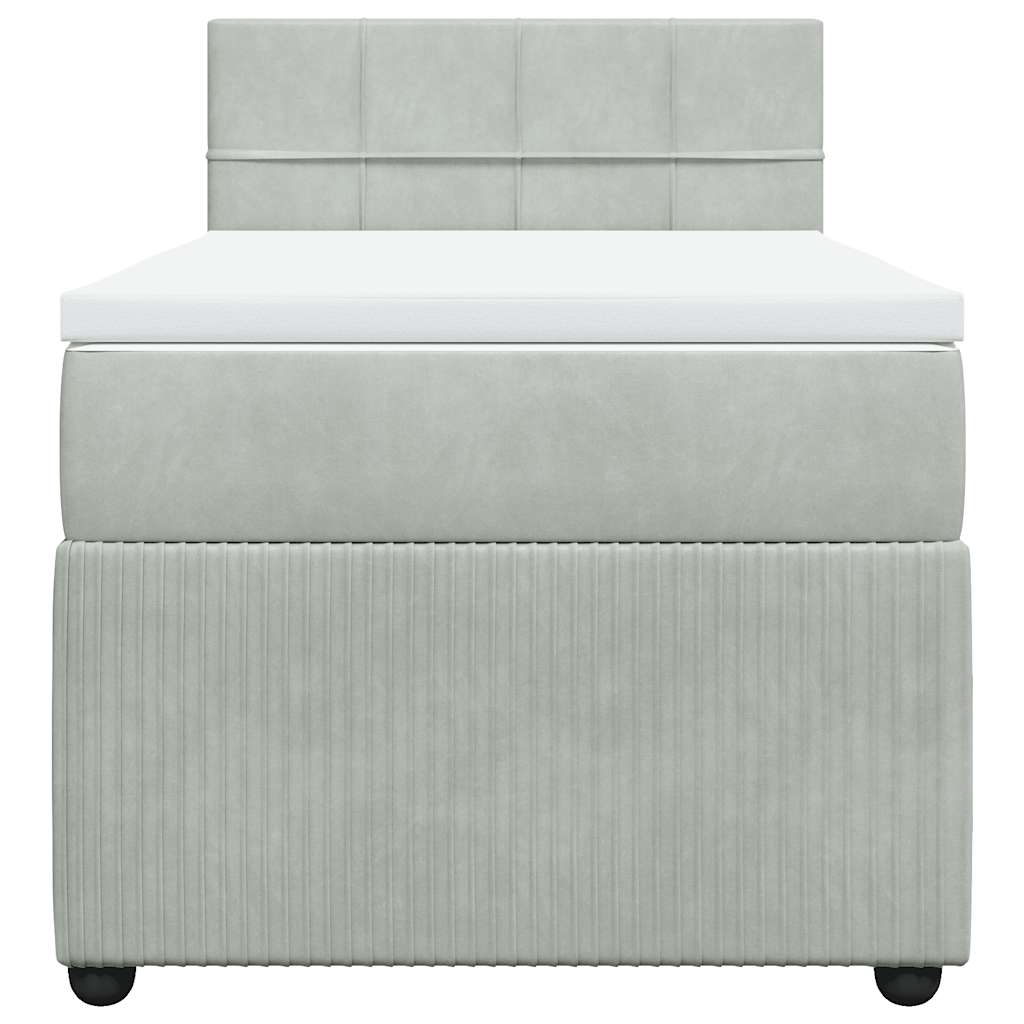 vidaXL Boxspring met matras fluweel lichtgrijs 90x200 cm grijs, foto 4