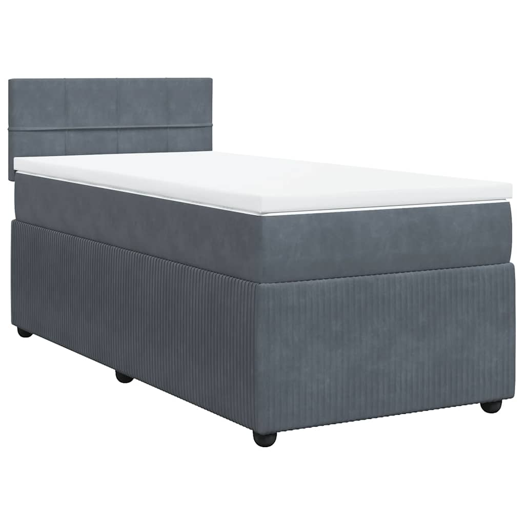 vidaXL Boxspring met matras fluweel donkergrijs 90x200 cm grijs, foto 3