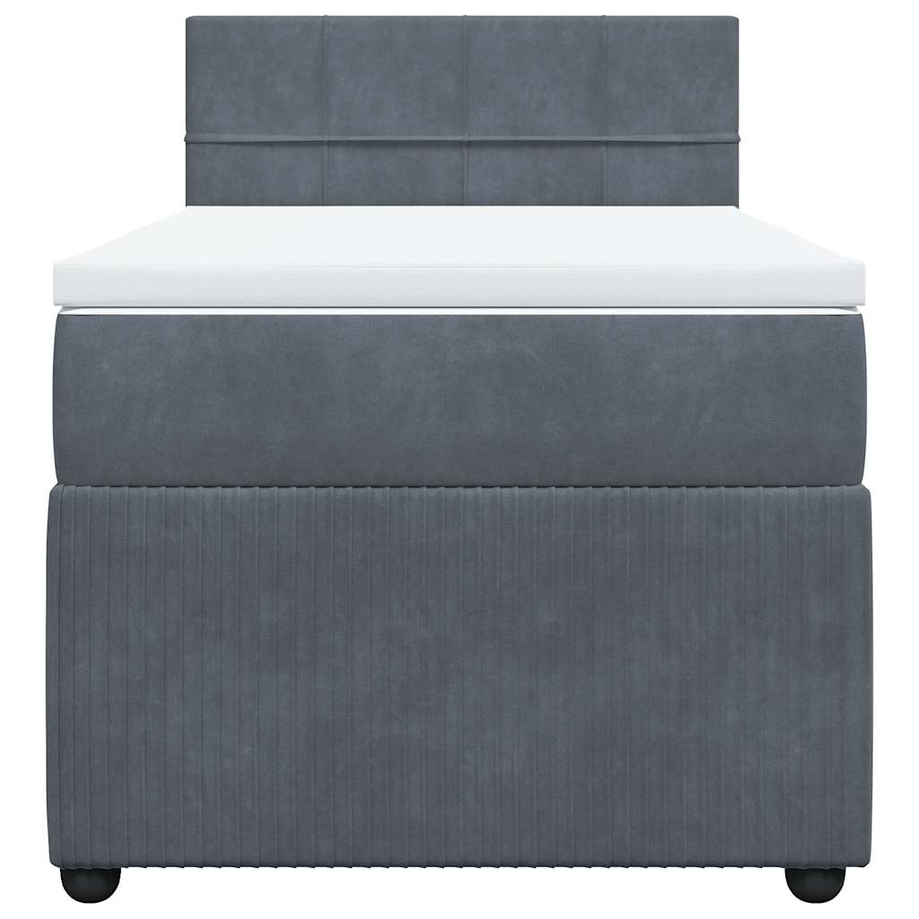 vidaXL Boxspring met matras fluweel donkergrijs 90x200 cm grijs, foto 4
